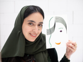 Face-o-mat portrait - Tobias Gutmann, 2024, ink on paper, 22x16 cm, Ithra Center, Dhahran, Saudi Arabia Tobias Gutmann - Face-o-mat / Sai Bot