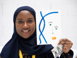 Face-o-mat portrait - Tobias Gutmann, 2024, ink on paper, 22x16 cm, Ithra Center, Dhahran, Saudi Arabia Tobias Gutmann - Face-o-mat / Sai Bot