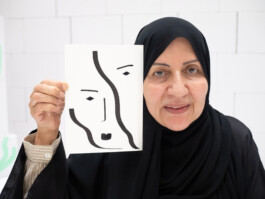 Face-o-mat portrait - Tobias Gutmann, 2024, ink on paper, 22x16 cm, Ithra Center, Dhahran, Saudi Arabia Tobias Gutmann - Face-o-mat / Sai Bot