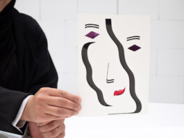 Face-o-mat portrait - Tobias Gutmann, 2024, ink on paper, 22x16 cm, Ithra Center, Dhahran, Saudi Arabia Tobias Gutmann - Face-o-mat / Sai Bot