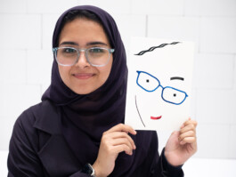 Face-o-mat portrait - Tobias Gutmann, 2024, ink on paper, 22x16 cm, Ithra Center, Dhahran, Saudi Arabia Tobias Gutmann - Face-o-mat / Sai Bot